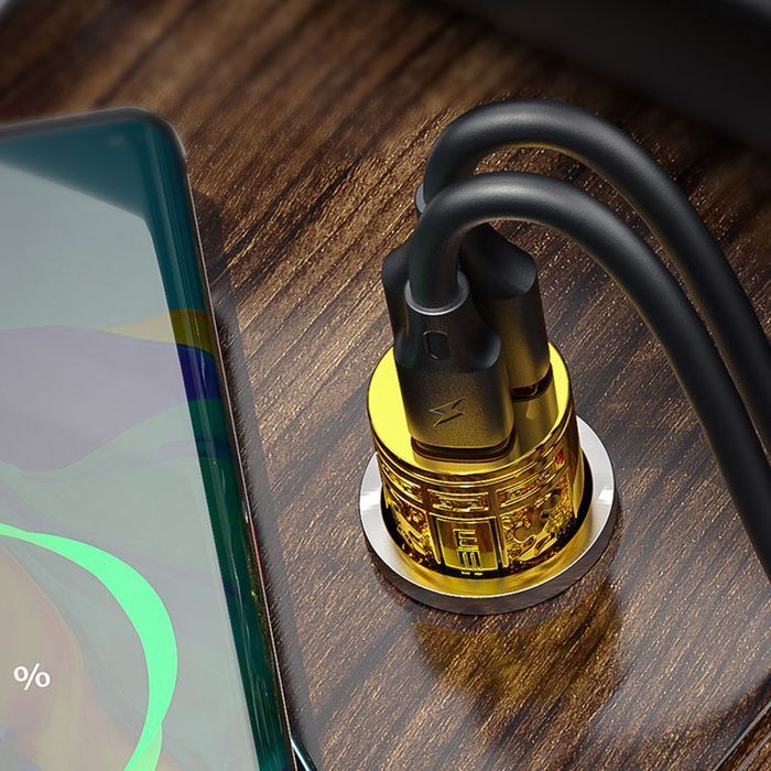 ładowarka samochodowa usb-c & usb-a fast charging pd 20w (złoty)