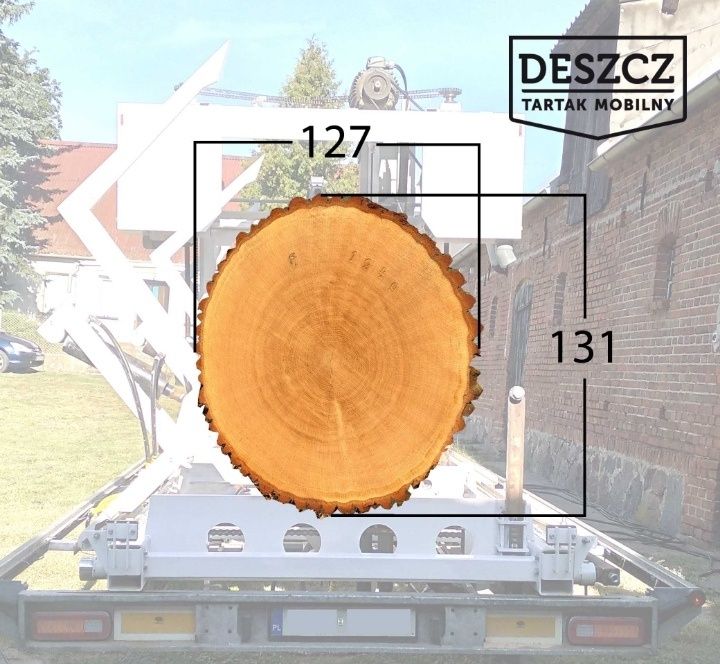 Trak, tartak mobilny, przecieranie drewna