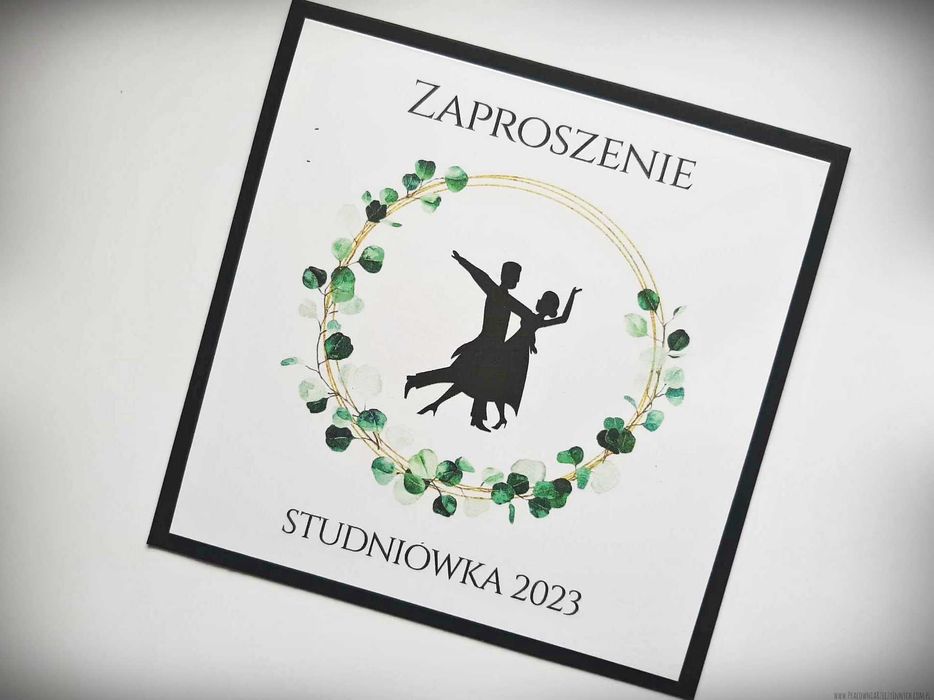 Zaproszenie na Studniówkę z kwiatami, wiankiem