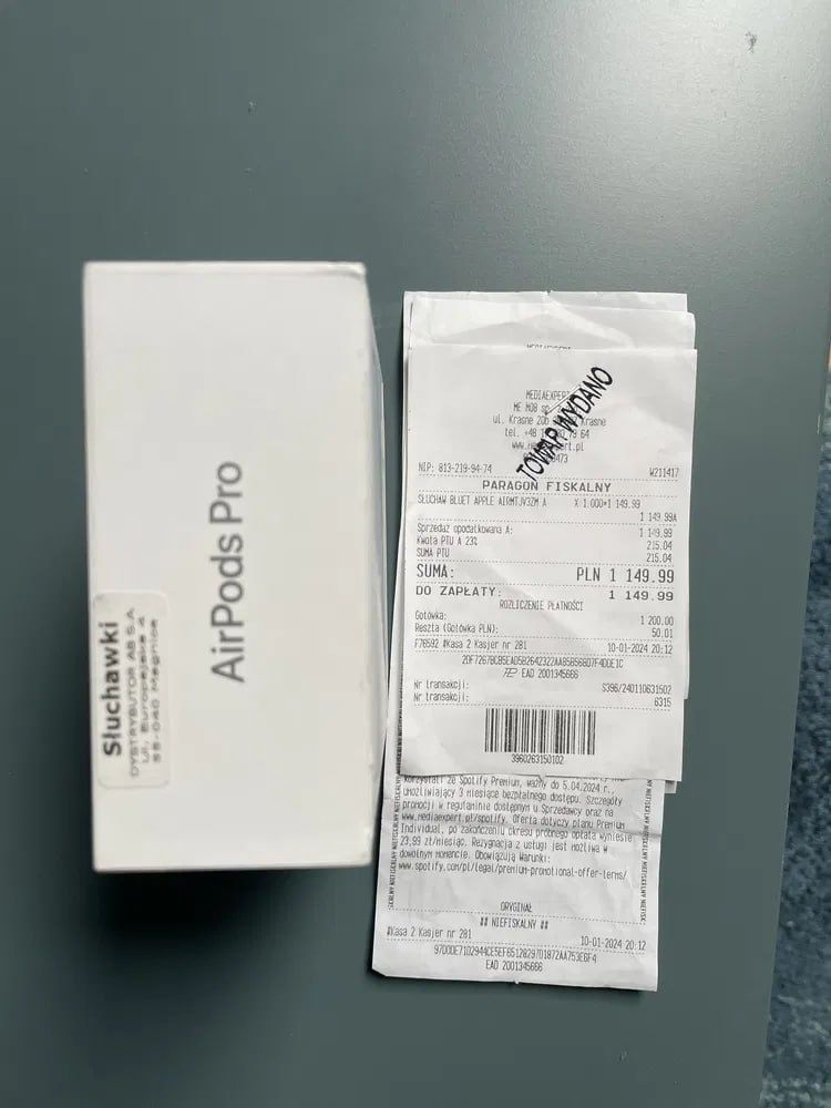 Słuchawki AirPods pro 2 -paragon