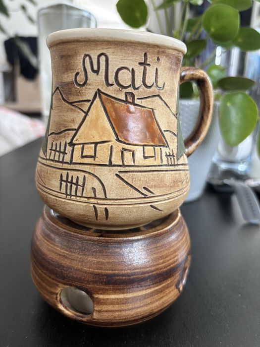 Kubek z podgrzewaczem ceramika szlachetna NIKA