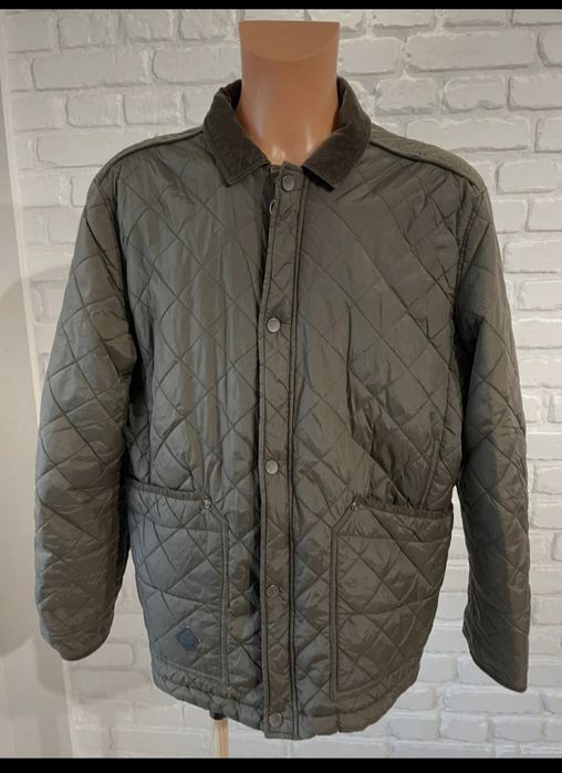 Męska oliwkowa khaki pikowana kurtka przejściowa bawełna NEXT r. XXL