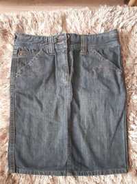 Spódnica jeansowa midi 36 S spódniczka lato ciemny granat wyprzedaż