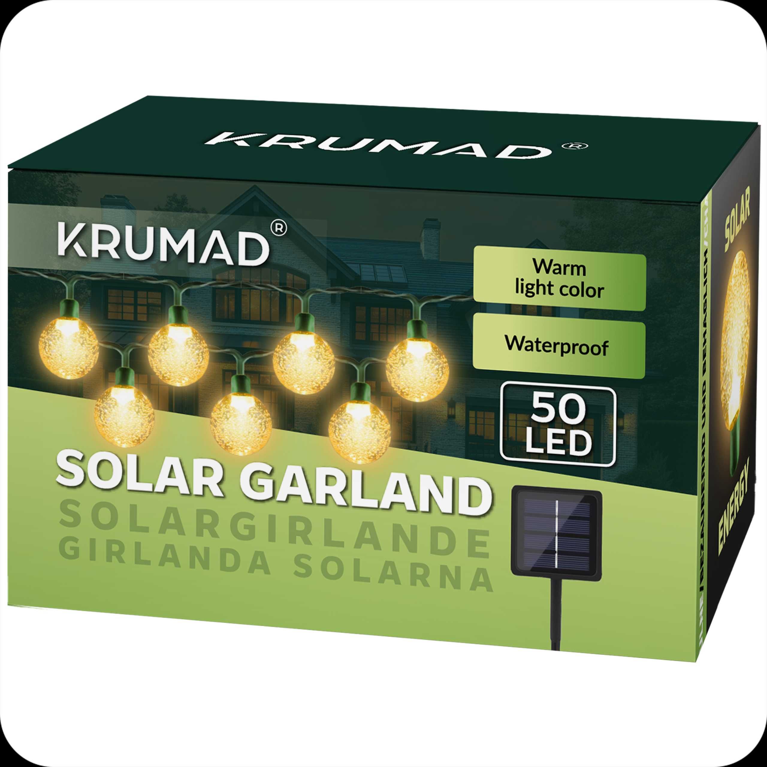 girlanda solarna ogrodowa lampki solarne 50 x led na balkon 7 m
