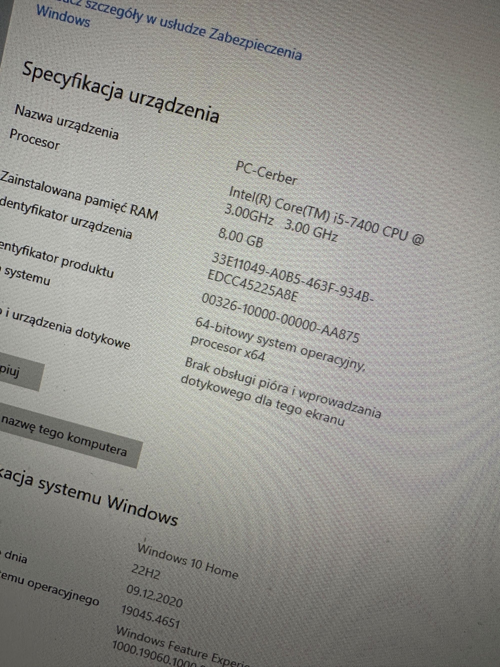 Komputer PC Intel i5-7400 3 GHZ 8GB RAM DYSK 1TB