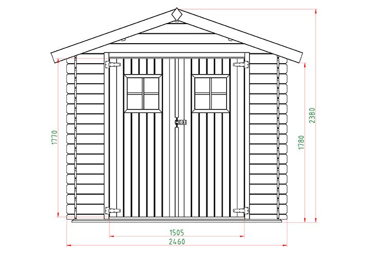 OD RĘKI Domek 2,5x2 narzędziowy drewniany 2,46x1,96 ogrodowy świerk