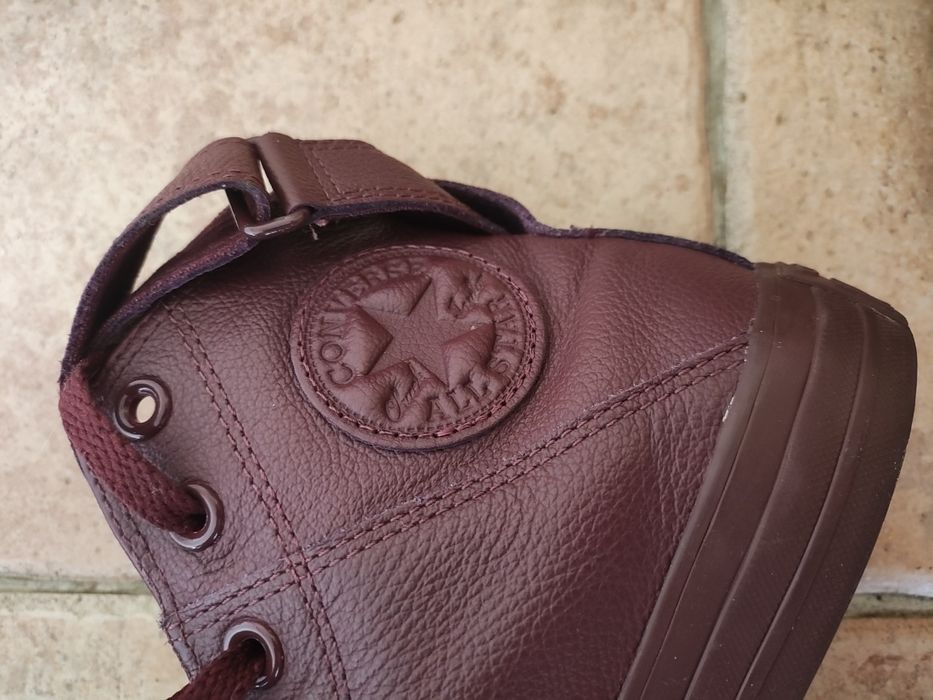 Trampki skórzane converse bordowe