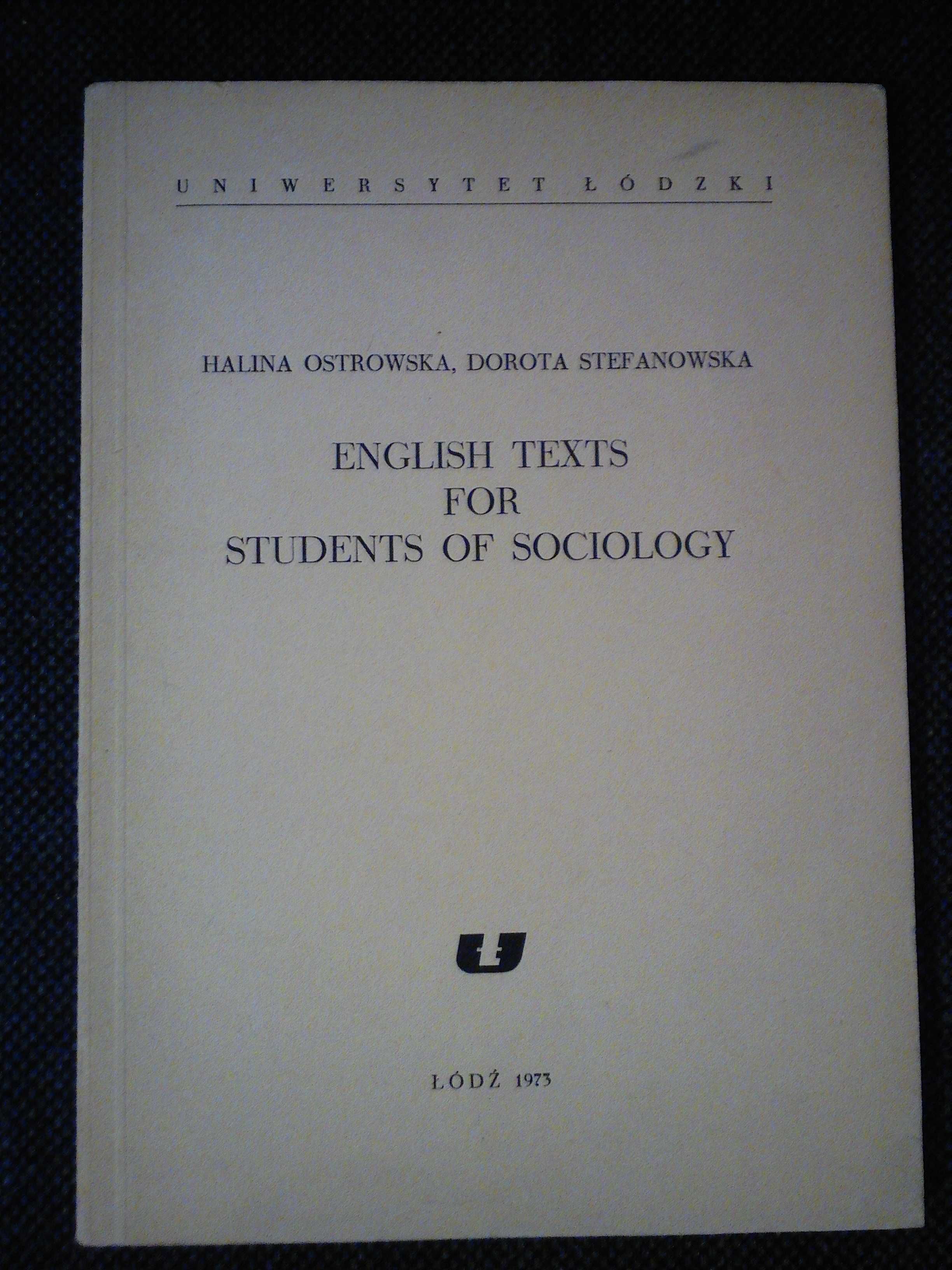 English texts for students of sociology, H. Ostrowska, D. Stefanowska