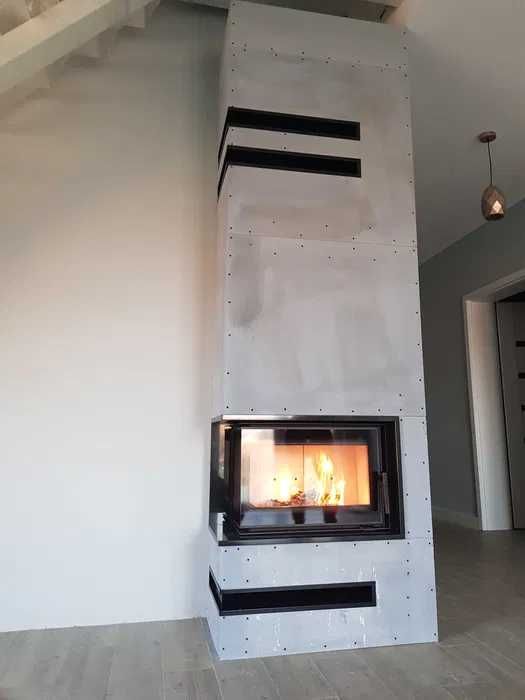 Kominki Kamko - wkład narożny Kratki Simple stalowy 6kW + zabudowa.