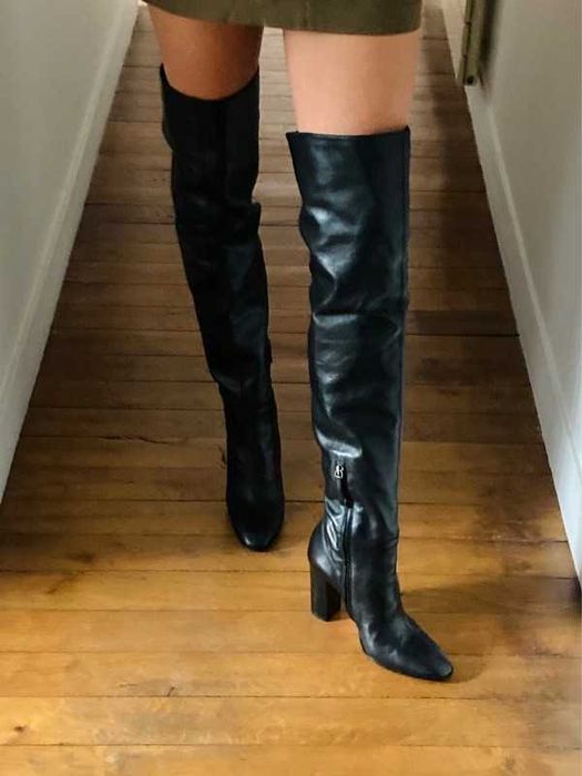 POBUDZAJĄ ZMYSŁY kozaki MUSZKIETERKI do połowy uda na klocku ZARA 40