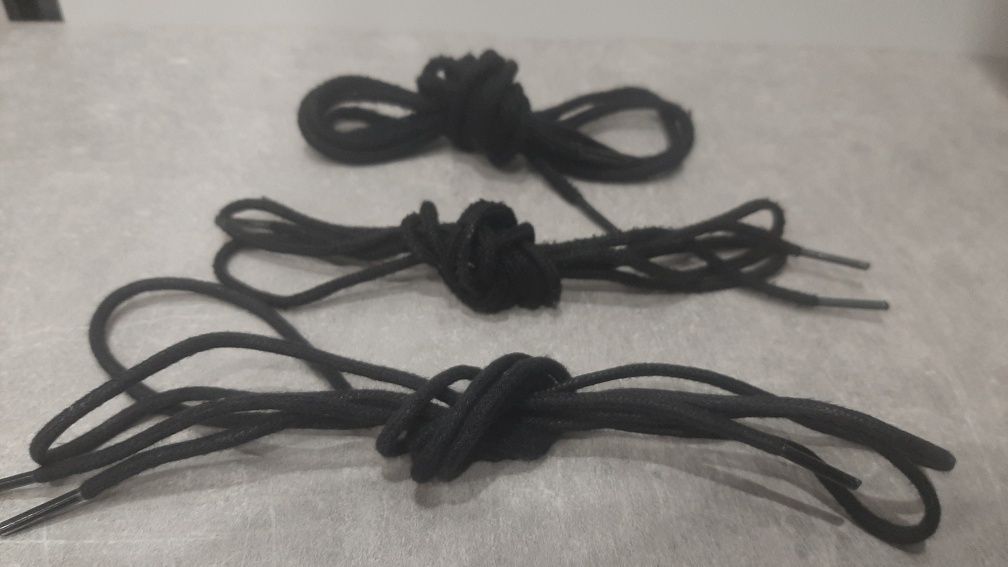 3x czarne sznurówki męskie okrągłe 75 cm, 80 cm, 90 cm
