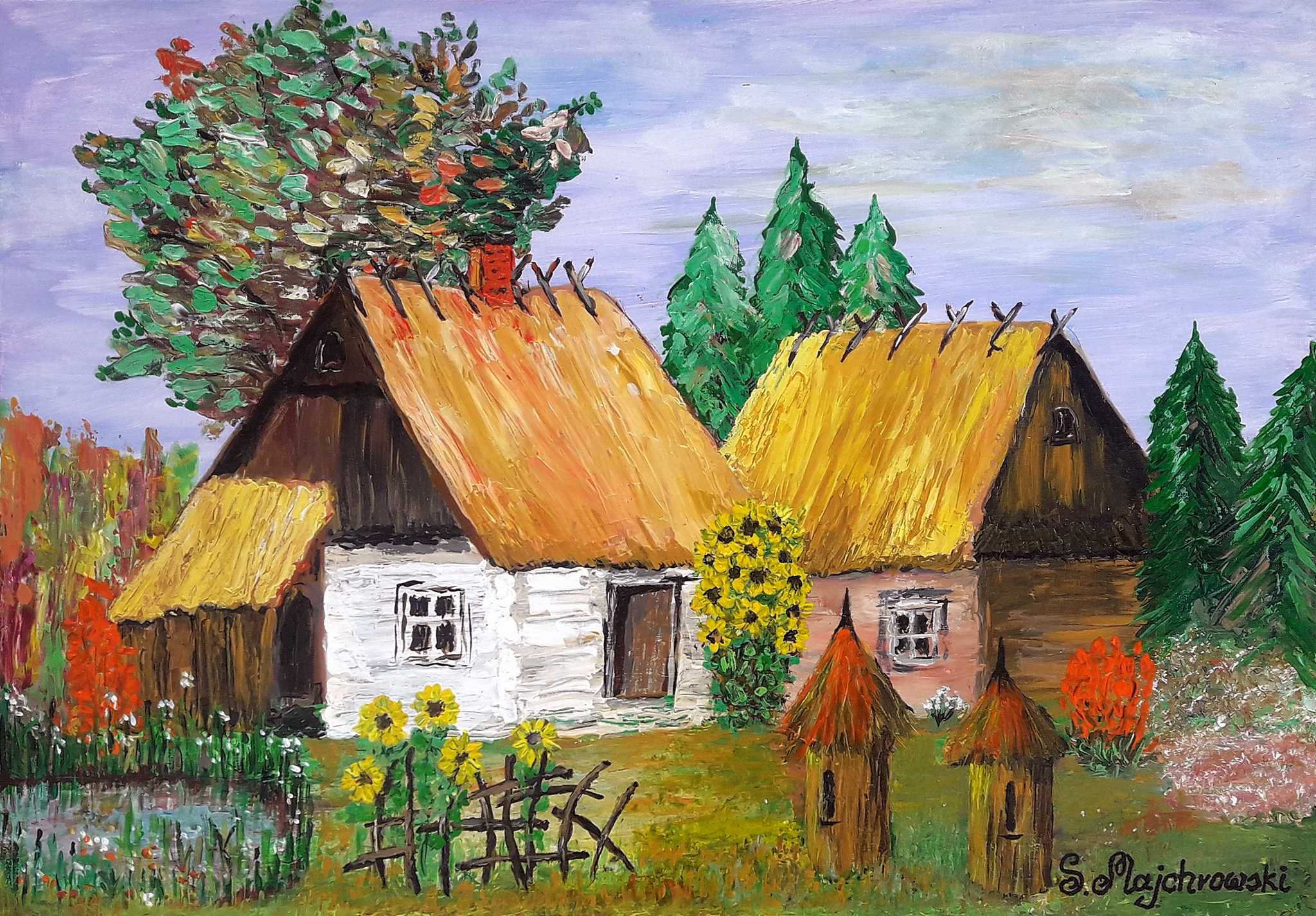 Obraz na płótnie "Chatki zimą" 50x70 cm