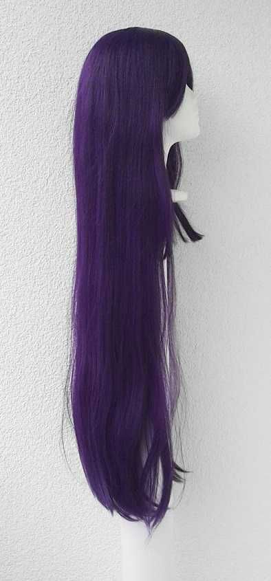100cm metrowa długa prosta fioletowa peruka z grzywką cosplay wig