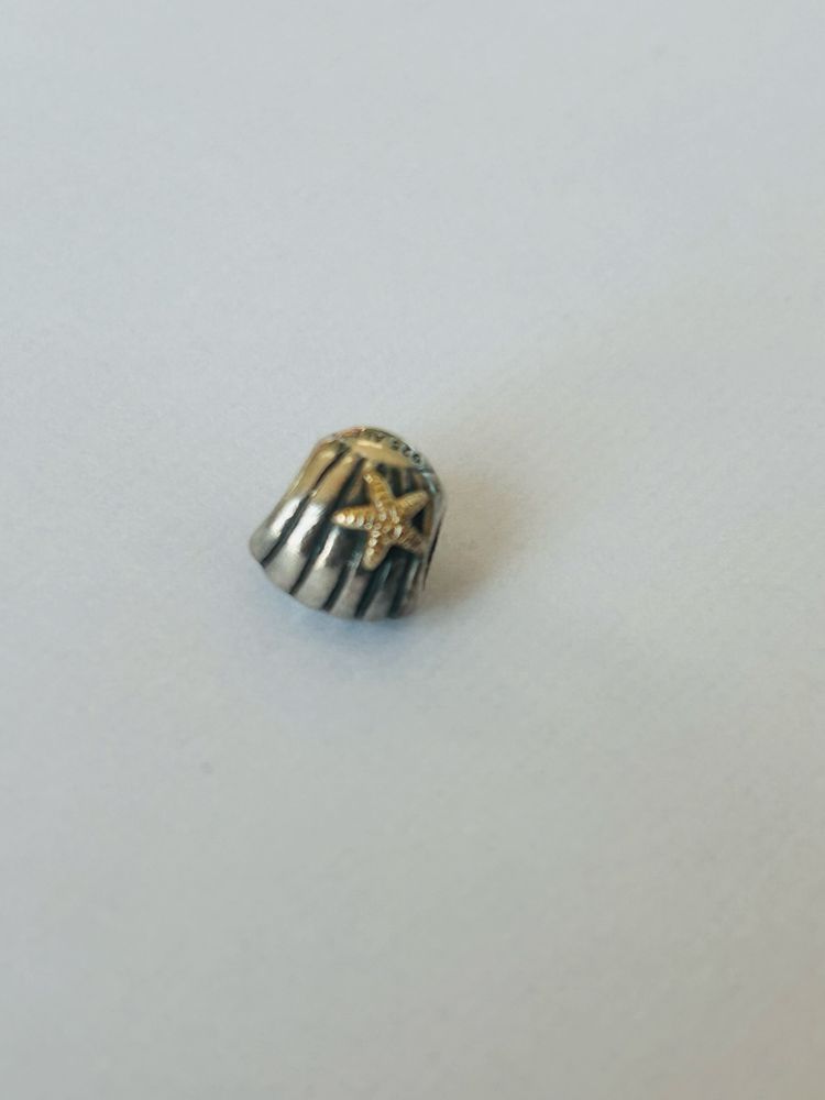 Oryginalny charms Pandora wycofany tt two tone złoto muszla muszelka