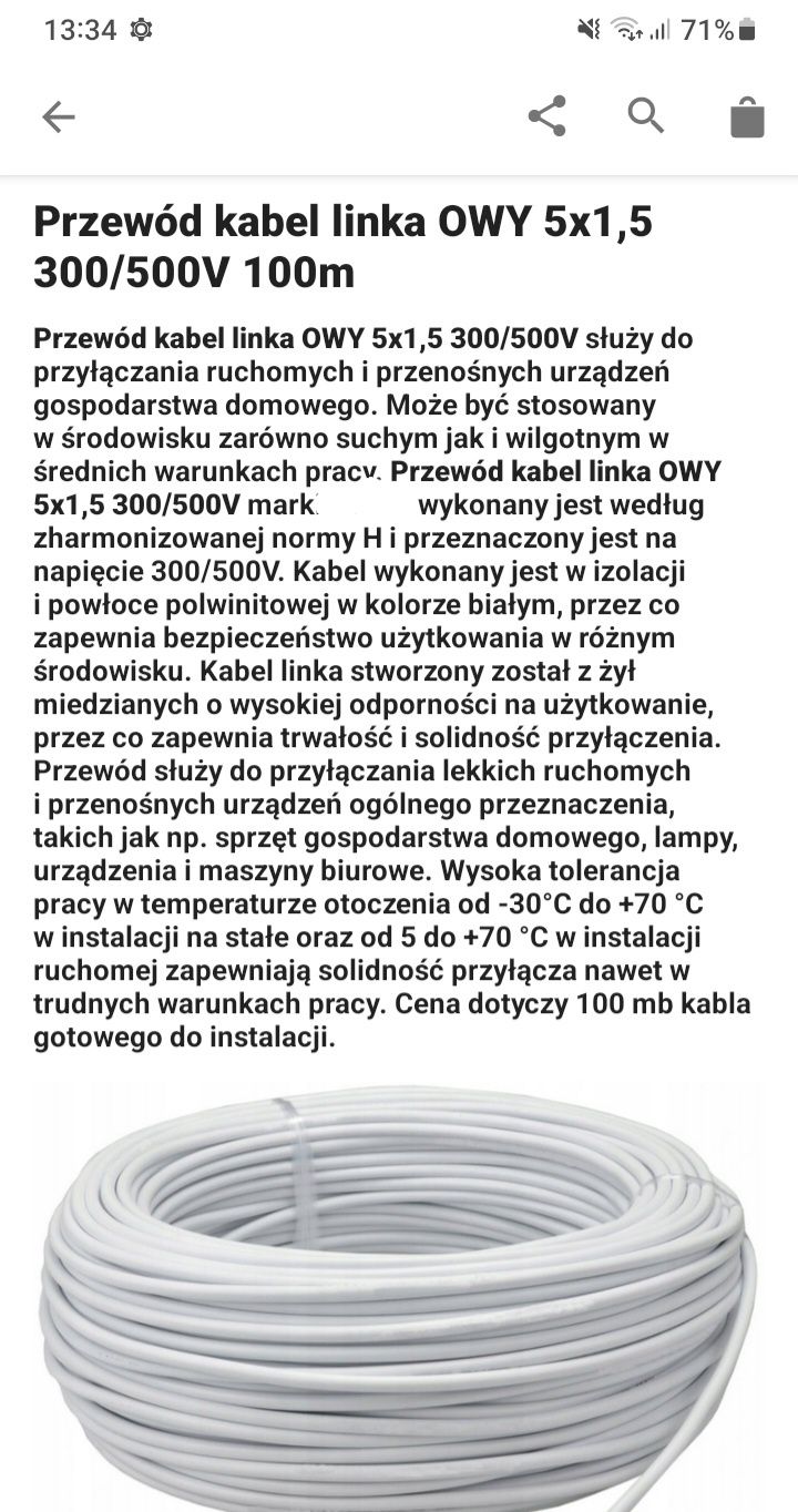 Kabel przewód Prysmian 5G 1,5mm2