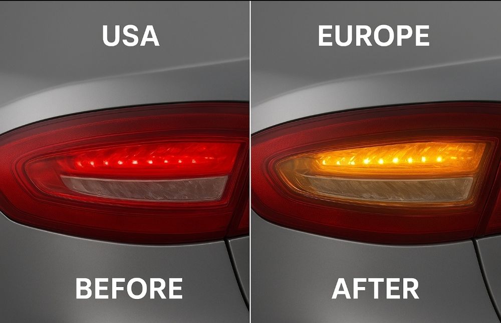 Переделка фонарей Ford Fusion USA (красные на оранжевые)Евростандарт.