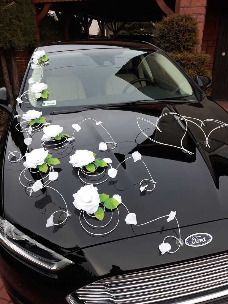 P7 dekoracja samochodu na samochód ślubny auto stroiki kwiaty wesele