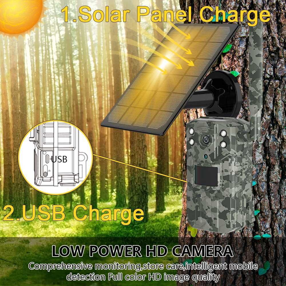 Câmara portátil caça 4G PRO bateria solar - APP imagem em tempo real
