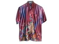 Wibowo Azja orient Batik koszula męska we wzór unikat M
