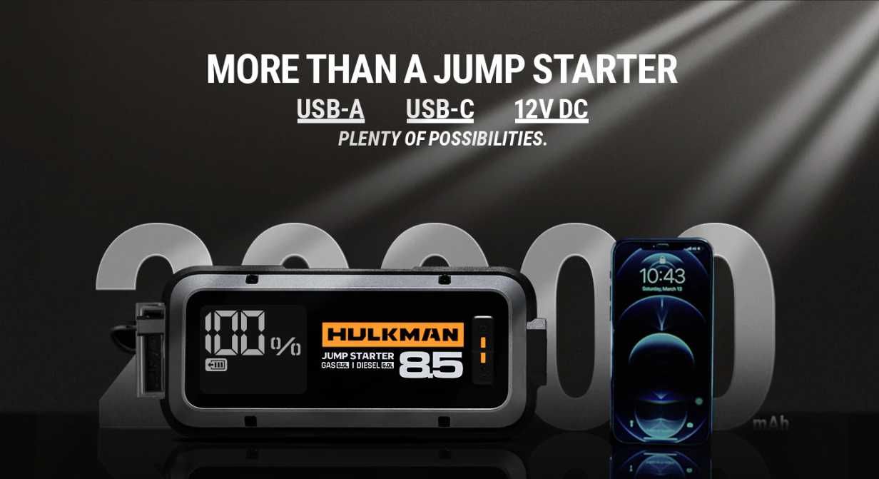 HULKMAN Alpha 85 Jump Starter 2000A автомобильный стартер. Бустер