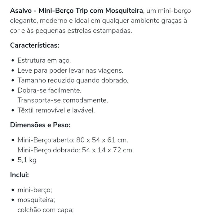 Mini Berço asalvo