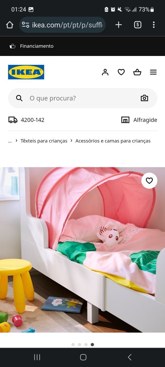 Dossel rosa para cama marca IKEA