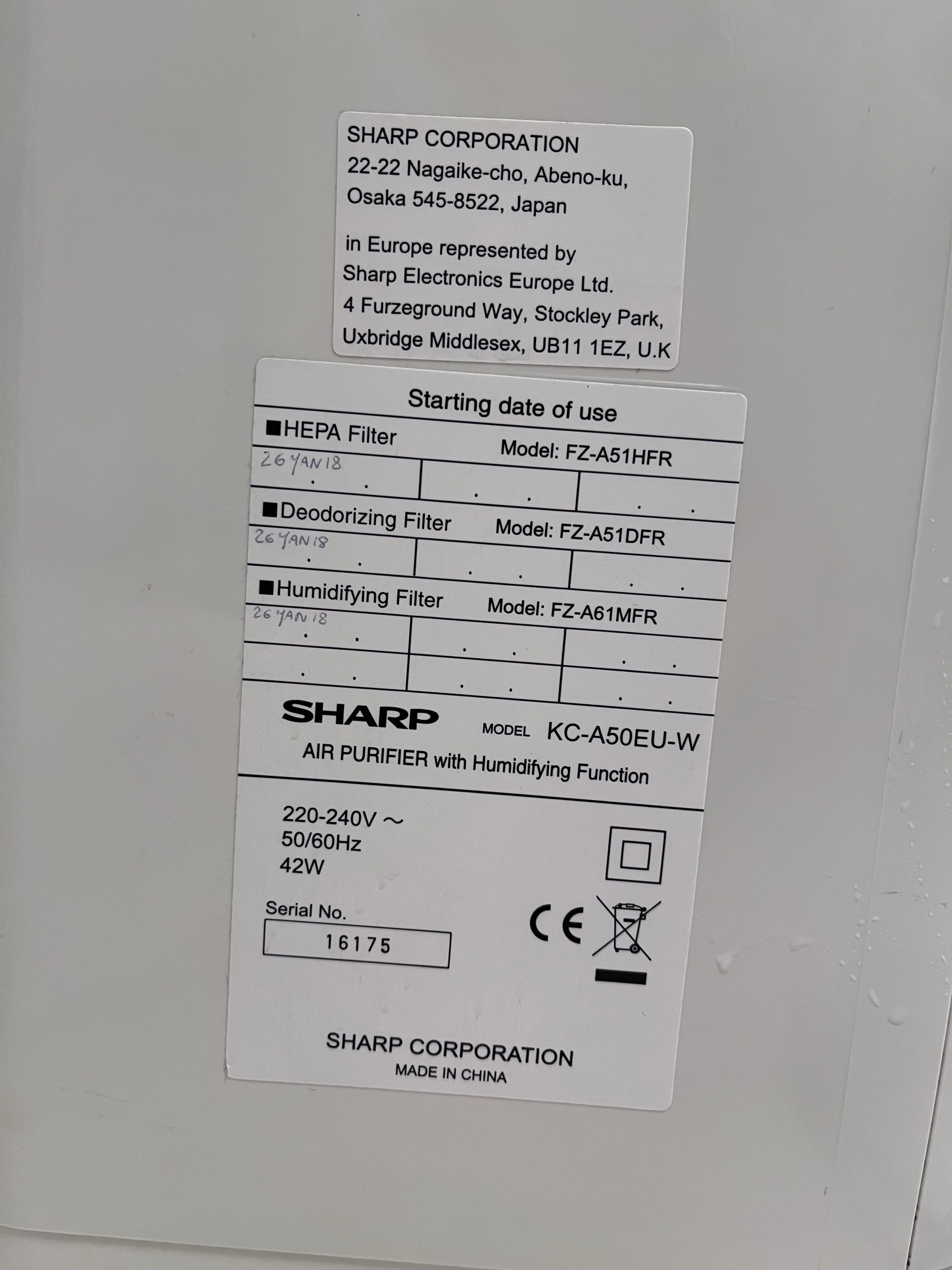 Oczyszczacz z nawilżaniem powietrza SHARP KC-A50EUW