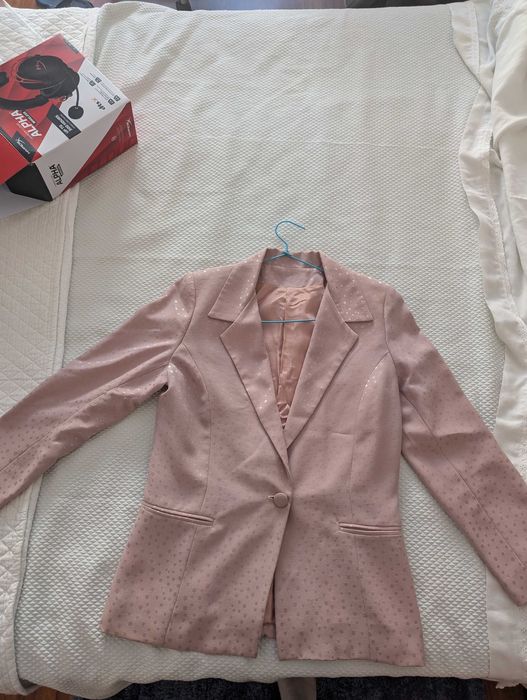 Blazer de Mulher Tamanho S - Cor de Rosa, Preto e Beige