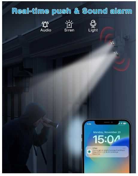 Podwójna kamera Wifi 2x3MP, śledzenie ruchu, 2K, kolor biały