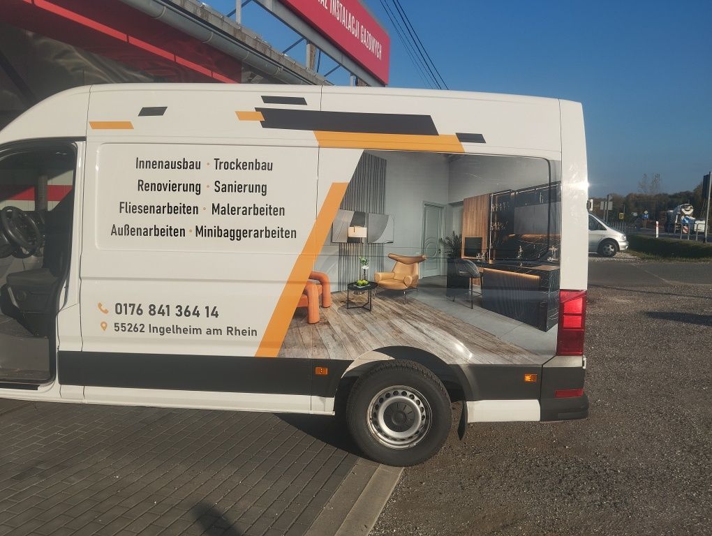 Reklama na samochód,oklejanie busów witryn,projekty,montaż