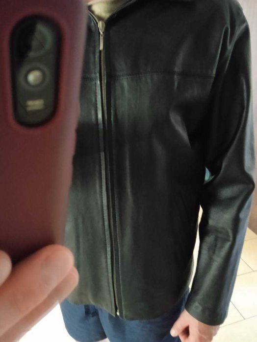 Kurtka męska skórzana skóra XL czarna półmat klasyczna.Okazja.