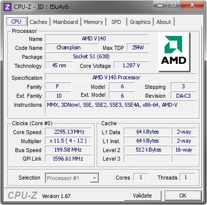 Процесор AMD V-Series V140, 2.3 GHz, Socket S1 (638)