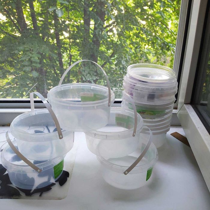 пластикові відра 3 літри коробка бокс харчова тара 0,5  1 літр відро