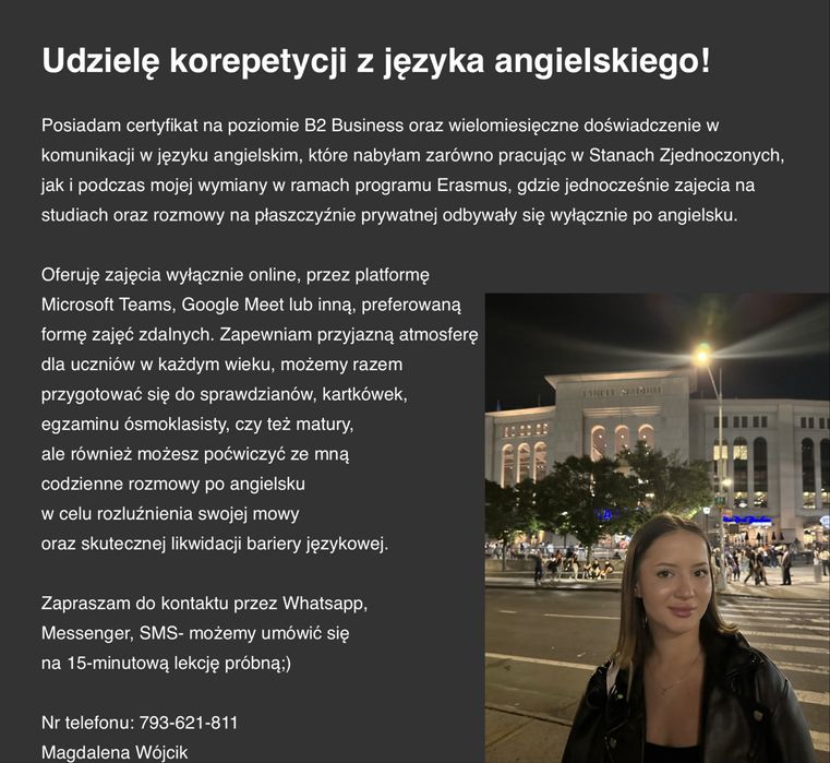 korepetycje online z języka angielskiego