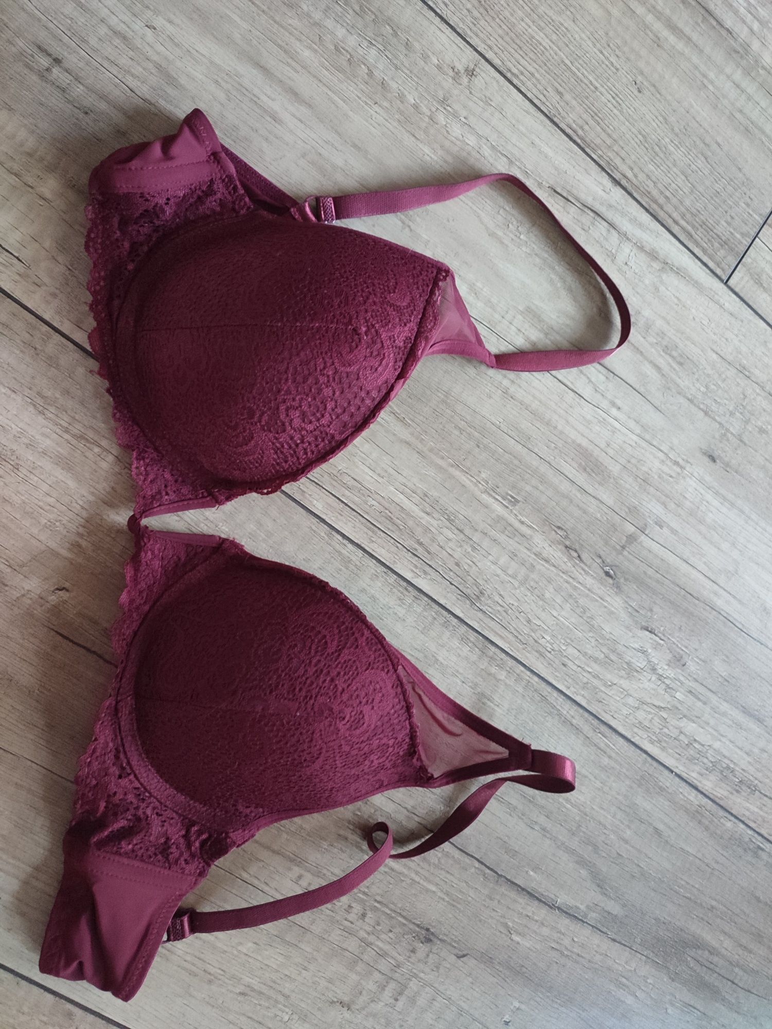 Stanik biustonosz koronkowy 85c bordo