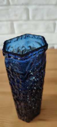 Szklany wazon kobaltowy 80 lata