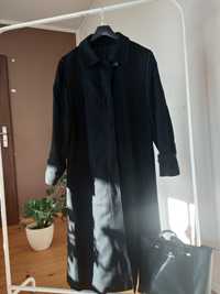 Długi czarny damski klasyczny płaszcz