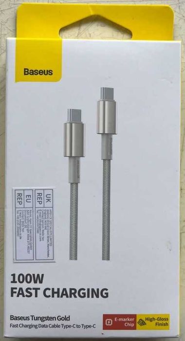 Кабель Baseus Tungsten Gold Fast Charging Type-C до Type-C 100W