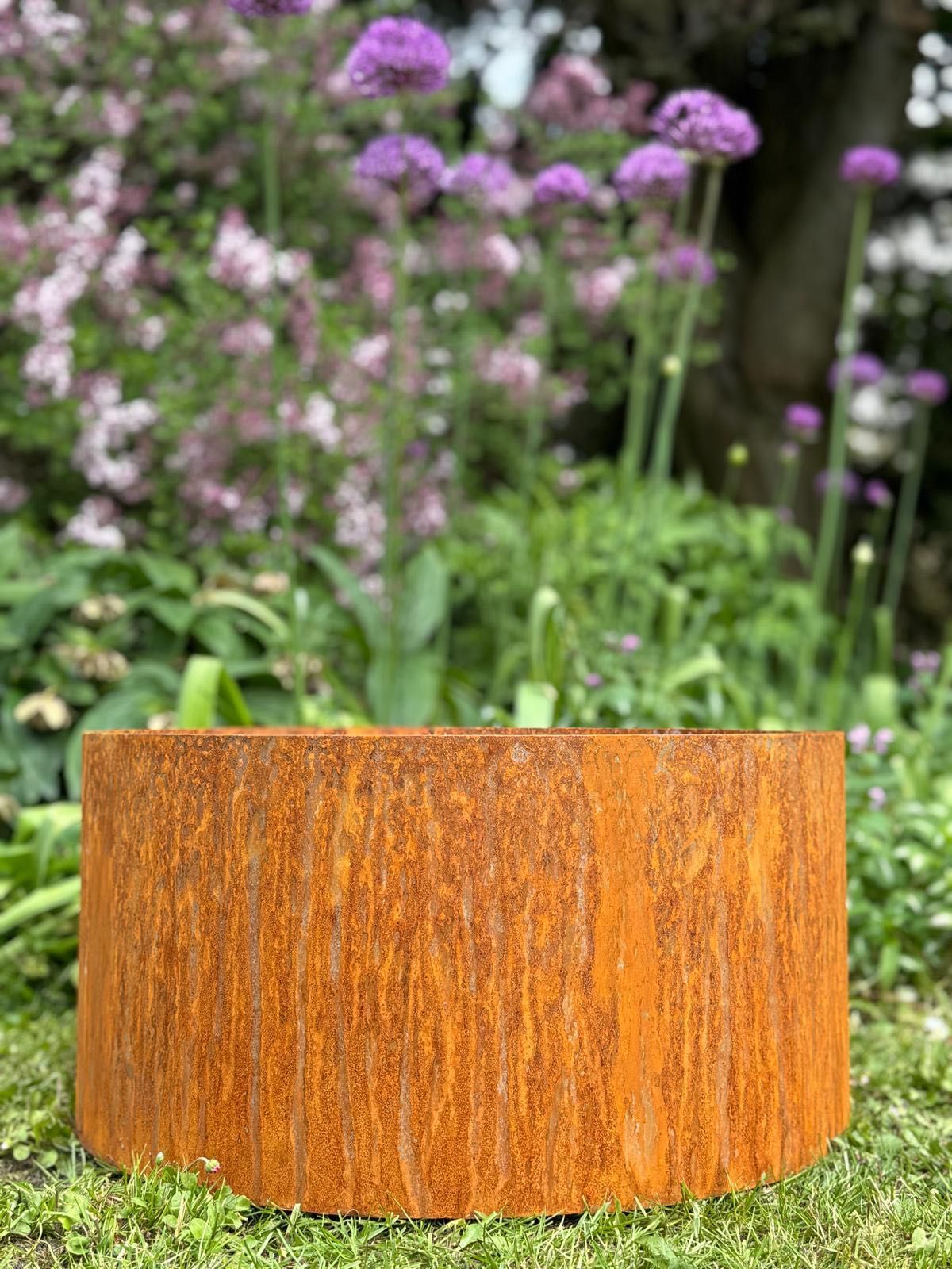 Donica Ogrodowa Okrągła Stalowa Rdza Osłonka Kwietnik Doniczka 23x46cm