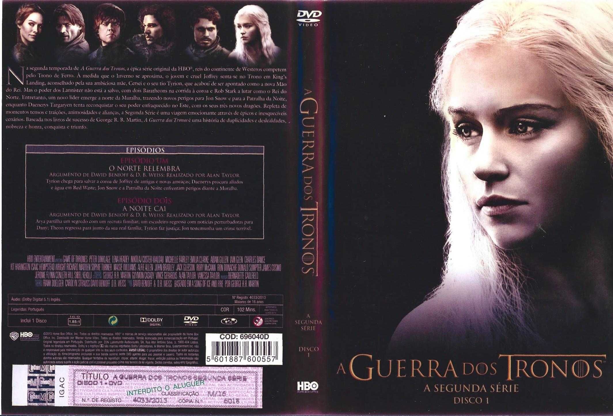 Guerra dos Tronos - - - 2ª Temporada - - - - - 5 X DVD