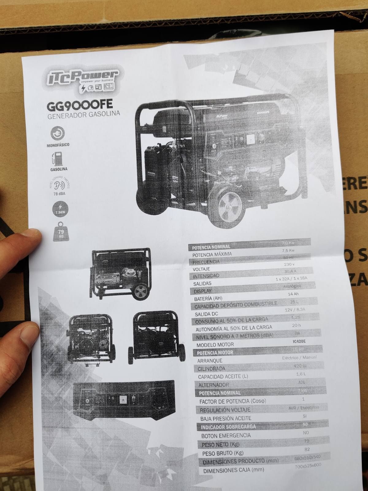 Генератор 7,5 кВт, ITC Power GG9000FE