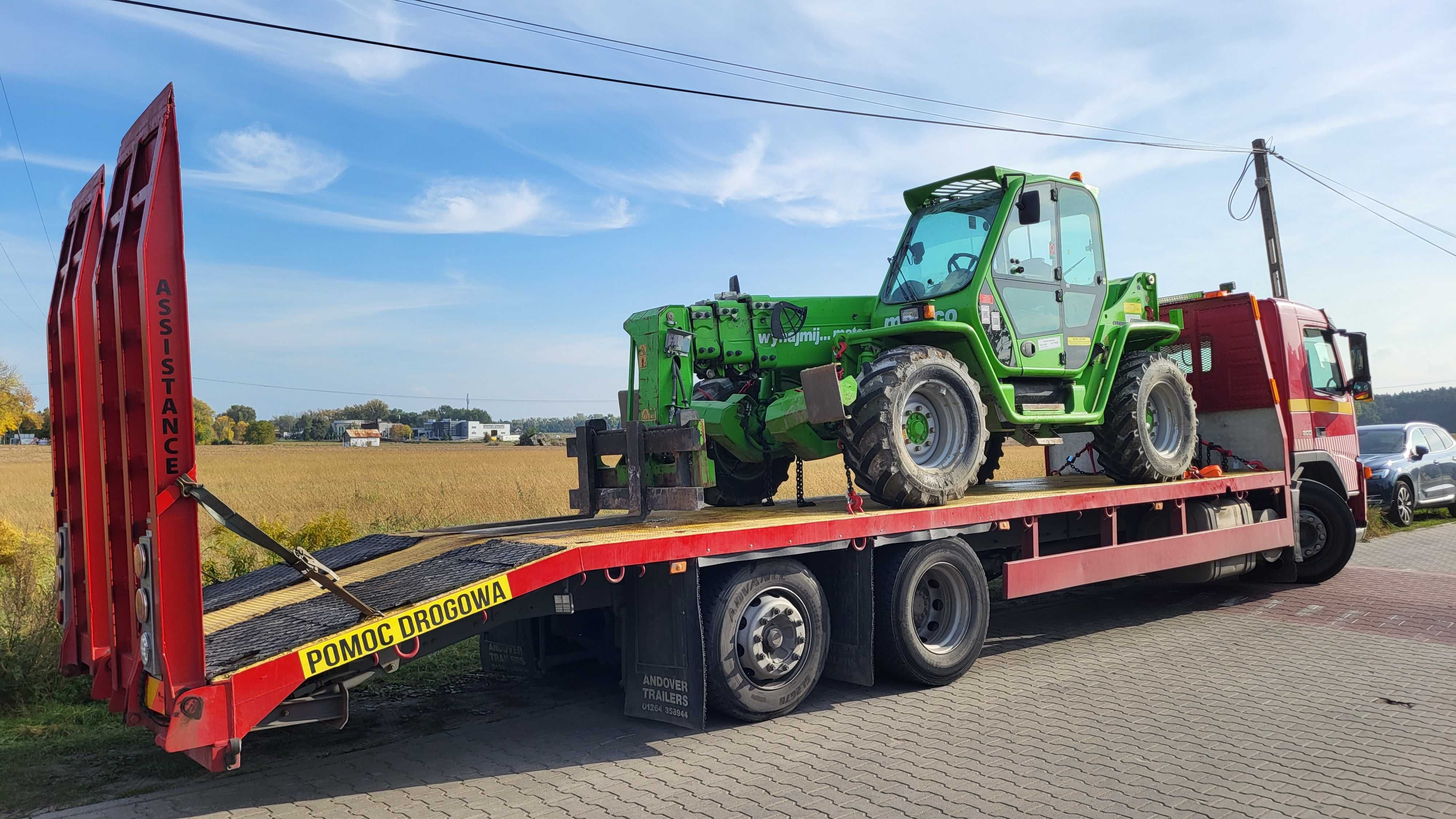 Transport maszyn budowlanych laweta pomoc drogowa usługa transportowa