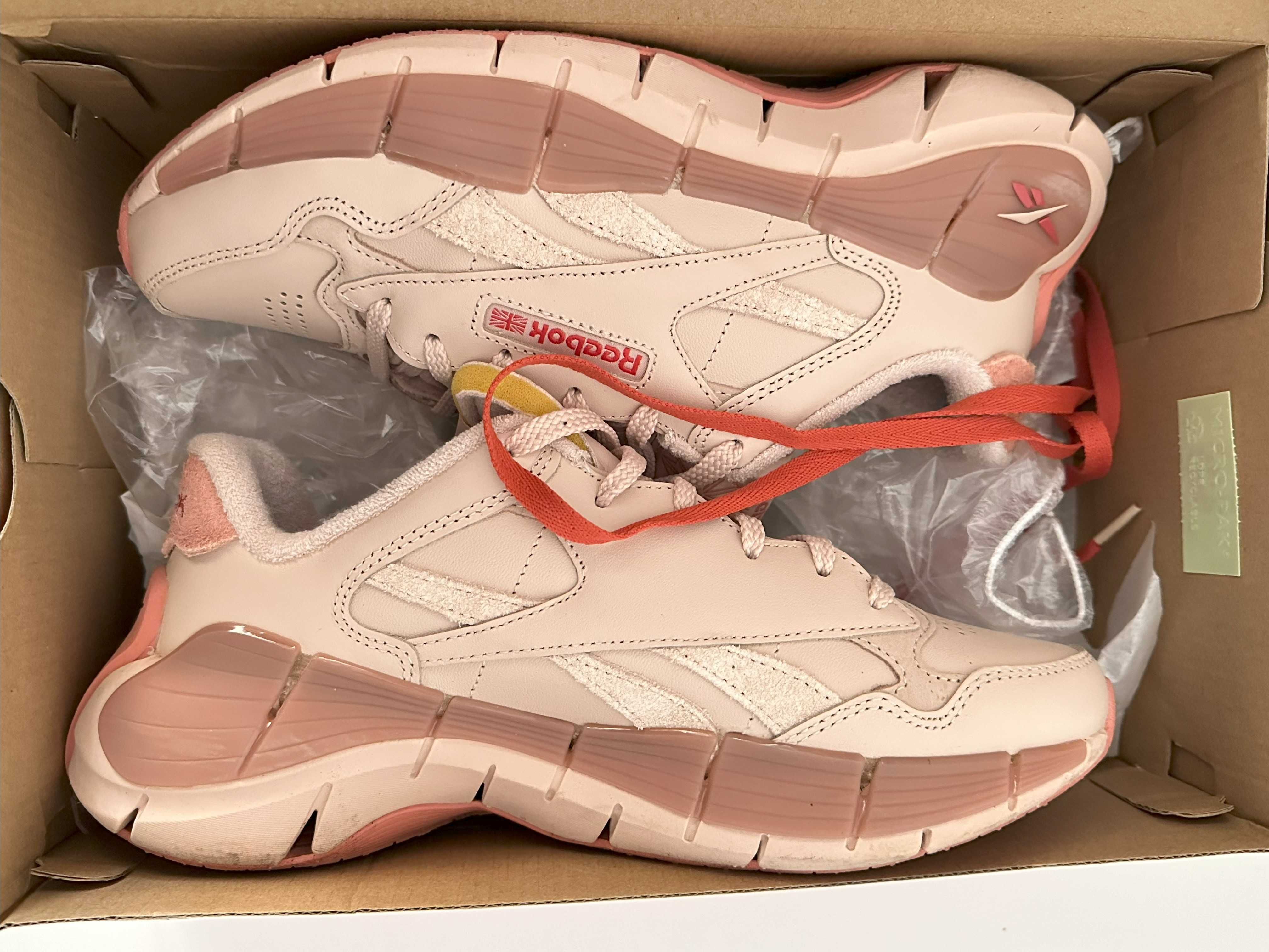 Reebok Zig łososiowe różowe wyższa podeszwa 39 wiązane adidasy