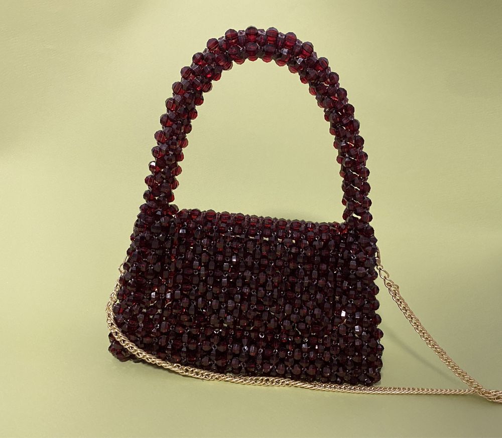 Torebka z koralików keyształków handmade
