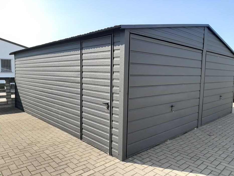 Garaż Podwójny Bramy Uchylne 6x5 Grafit Lub Inny Kolor o cynk