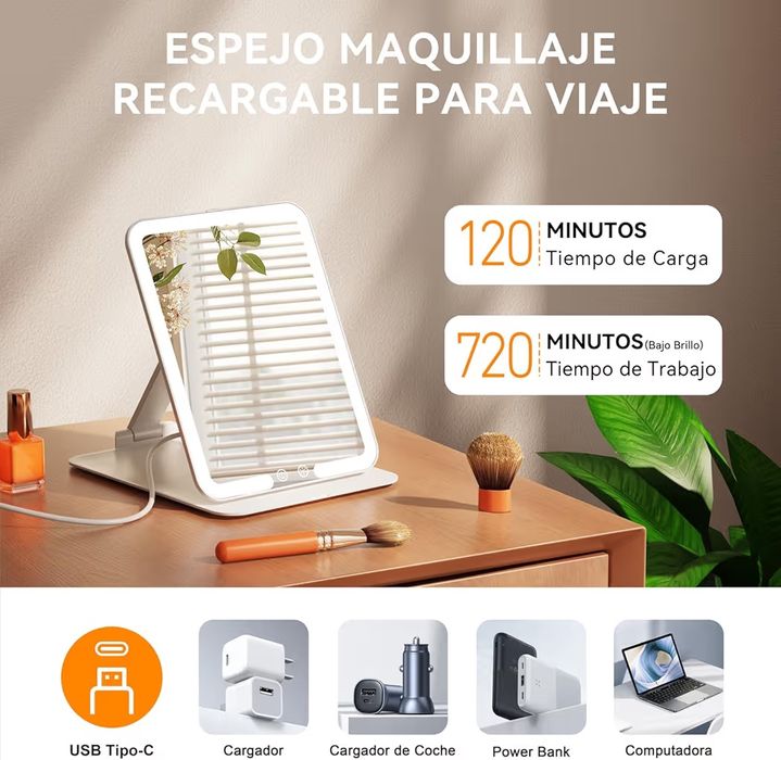 Espelho de maquilhagem com luz