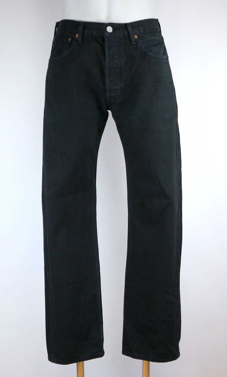 Levis 501 spodnie jeansy czarne W34 L30 pas 2 x 44 cm