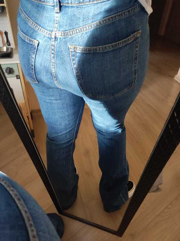 jeansowe spodnie dzwony denim blue H&M 44