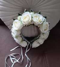 Білий вінок на голову віночок з троянд ( на весілля, до вишиванки)