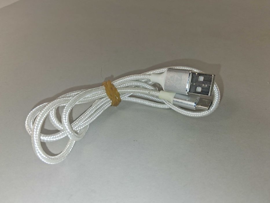 N055 Kabel USB-A do USB-C Pleciony Biały Szybkie Ładowanie Transfer